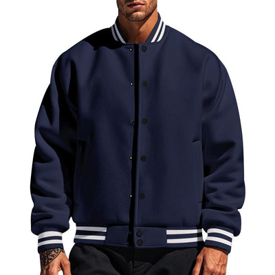 Men's Casal Stand Collar Fleece Sports Baseball Jacket