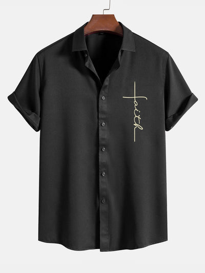 Amedeus® | Faith Letter Print Button Up Shirt