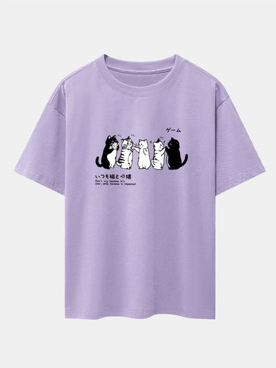 Ananías® | Friend Cat Print Drop Shoulder Oversize T-Shirt