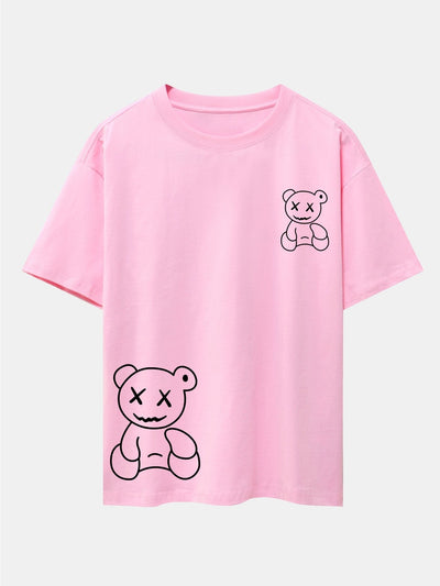 Adolfo® | Bear line Print Drop Shoulder Oversize T-Shirt