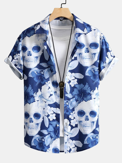 Armen® | Floral Skull Print Button Up Shirt