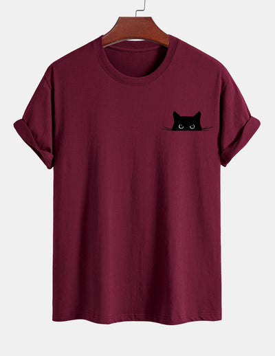 Ariel® | Black Cat Print Cotton T-Shirt