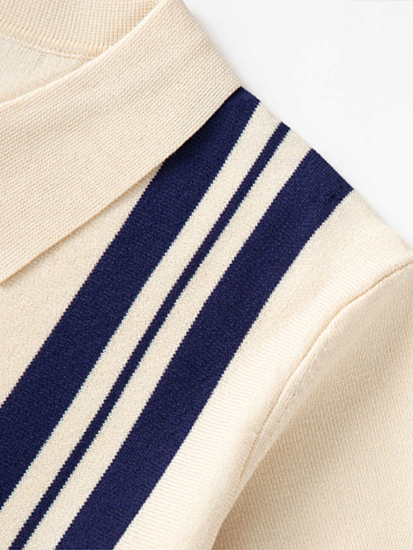 Kai | Striped Johnny Collar Sweater Polo