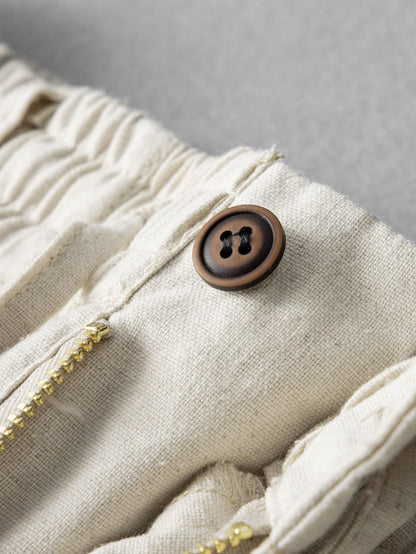Fabricio® | Straight Leg Linen Cotton Blend Pants