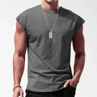 Men's Solid Loose Sleeveless  Sports T-shirt
