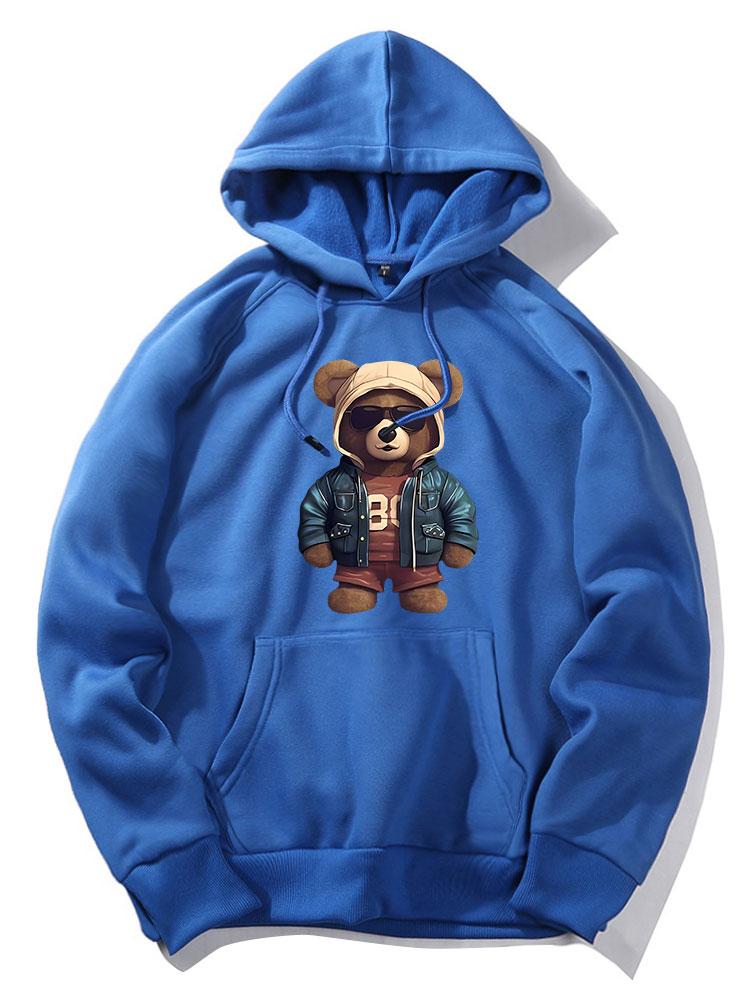 Benedict | Bear In Leather Jacket Print Hoodie