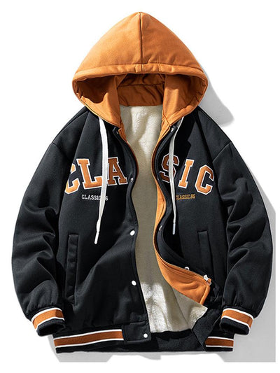 Maverick | Plush Lined Corduroy Hooded Baseball Jacket