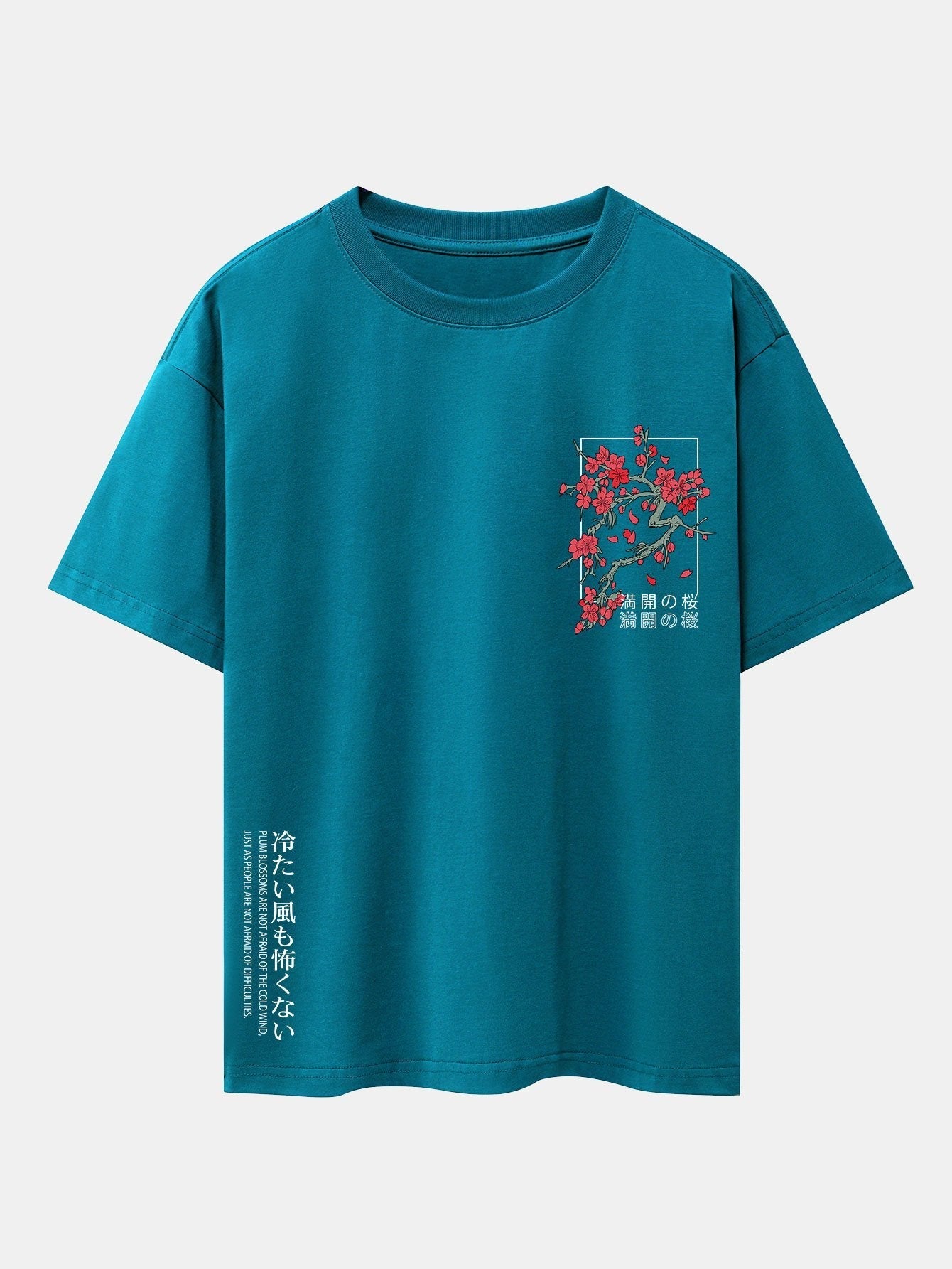 Ander® | Cherry Blossom Slogan Print Drop Shoulder Oversize T-Shirt