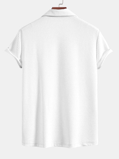 Curtis® | Defined Style: Ribbed Muscle Fit Shirt With Deep Cuban Collar