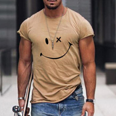 Men's Vine Smiley Print Rond Neck Short Sleeve T-Shirt