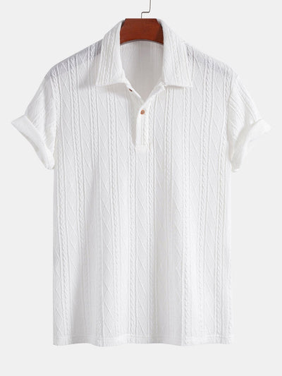 Logan | Knitted Rhombus Geometric Jacquard Polo