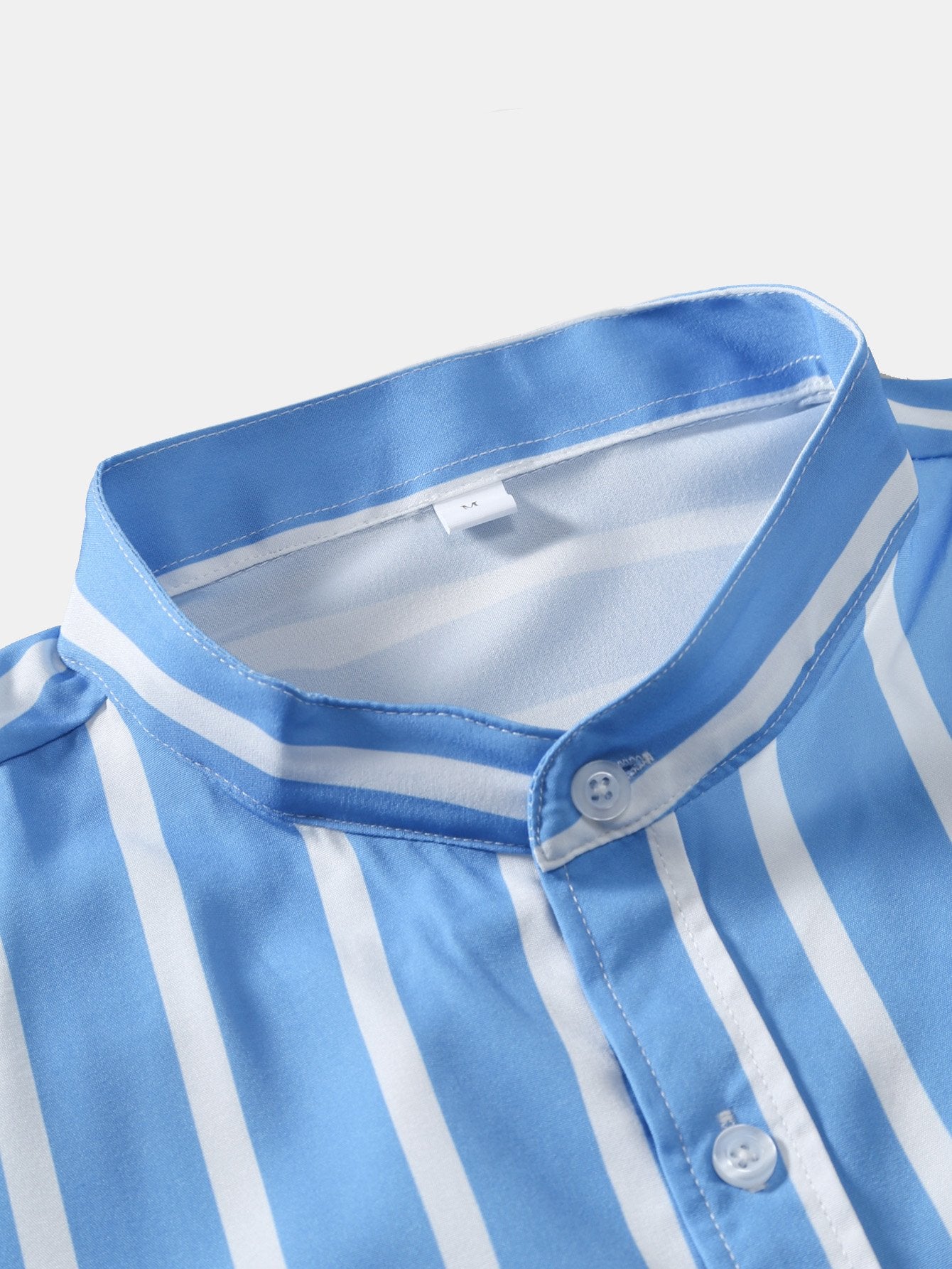 Andreas® | Striped Button Up Stand Collar Shirt
