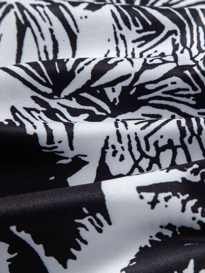 Admeto® | Palm Trees Print Button Up Shirt & Striped Print Swim Shorts