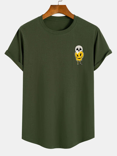 Alexander® | Skull Evil Face Print Cotton Arc Hem T-Shirt