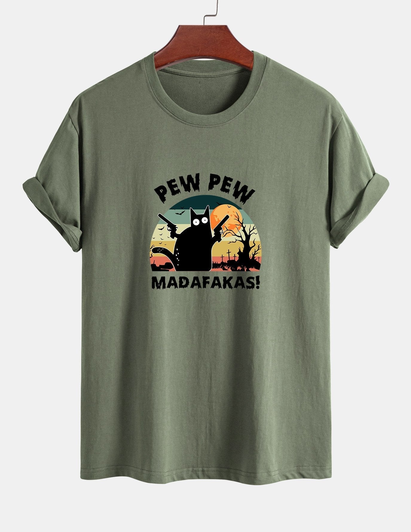 Telesforo® | Black Cat Print Cotton T-Shirt