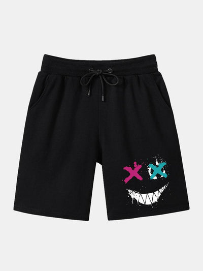 Aurel® | Graffiti Smiley Face Print Man Mid Length Shorts