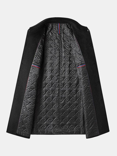 Stone | Quilted Lined Wool Blend Lapel Overcoat