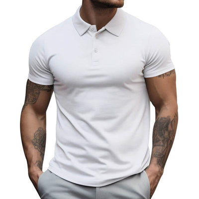 Men's Solid SliLapel Short Sleeve Casal Polo Shirt