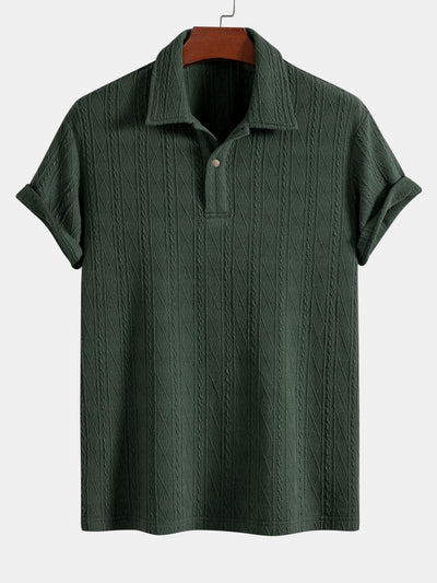 Logan | Knitted Rhombus Geometric Jacquard Polo