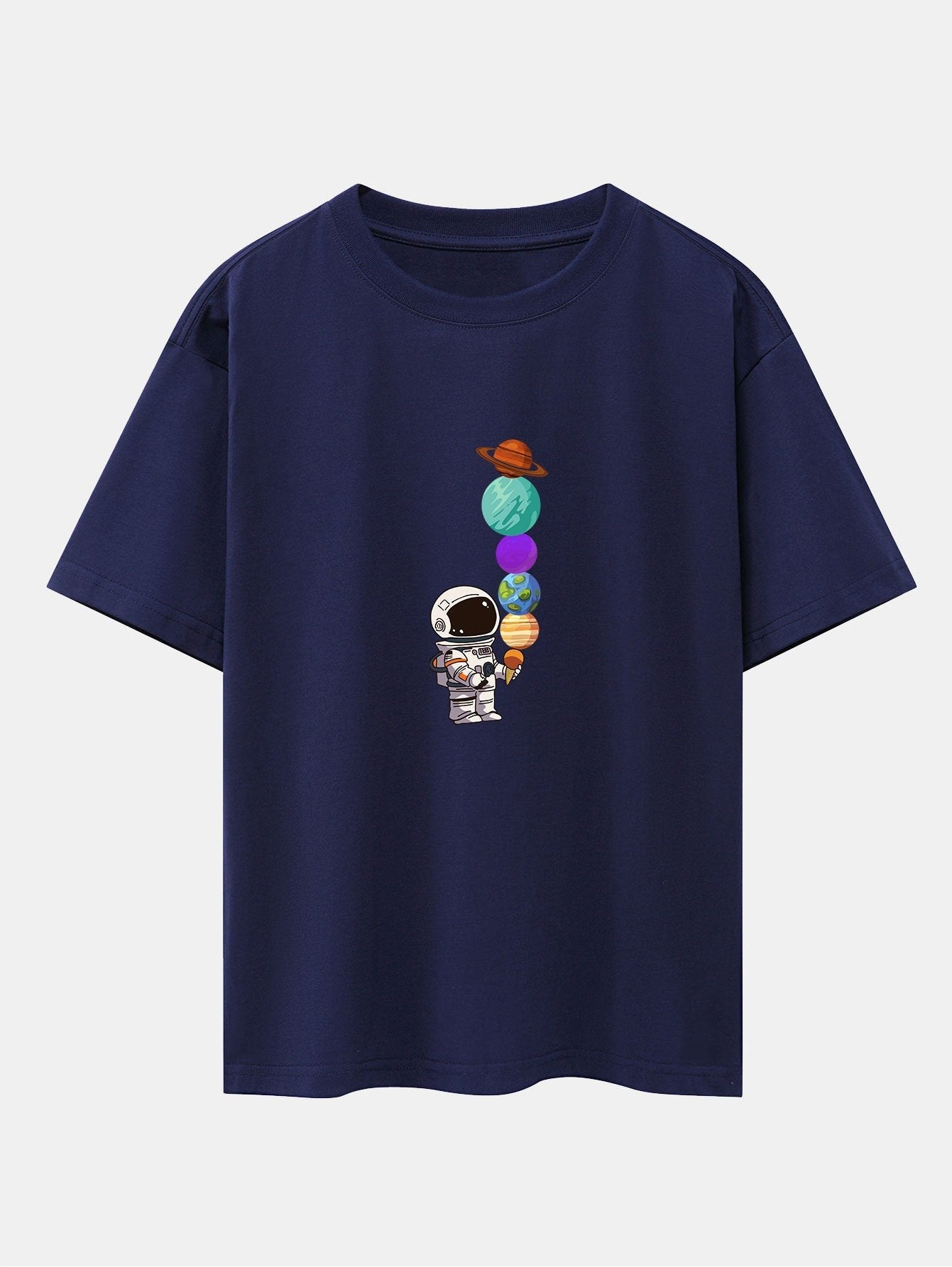 Atilano® | Planet Astronaut Print Drop Shoulder Oversize T-Shirt