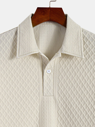 Cleto® | Rhombus Geometric Jacquard Polo