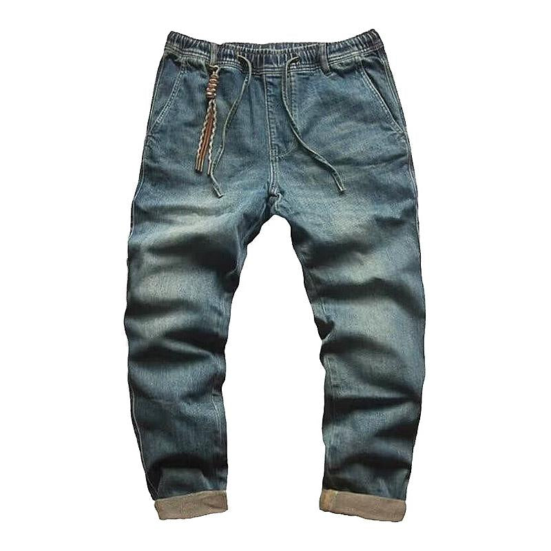 Men's Casal Solid Color Drawstring Straight Jeans