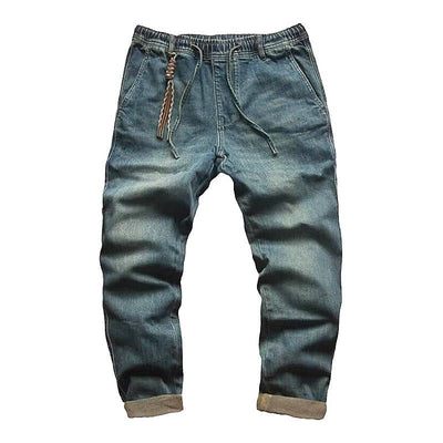Men's Casal Solid Color Drawstring Straight Jeans