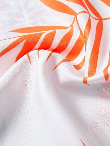 Adelelmo® | Leaf Print Button Up Shirt & Swim Shorts