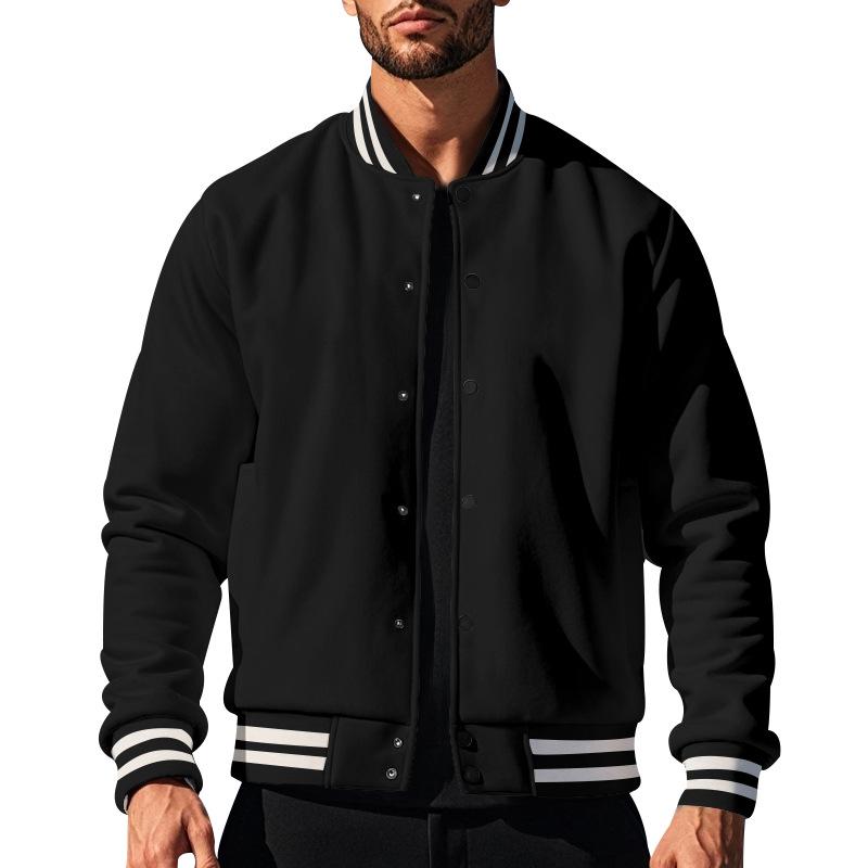 Men's Casal Stand Collar Fleece Sports Baseball Jacket