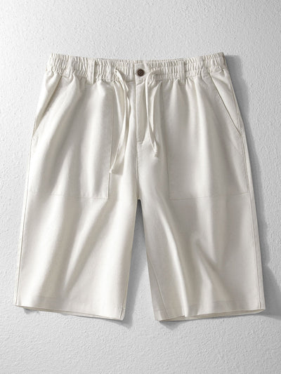 Badr® | Linen Cotton Blend Drawstring Shorts