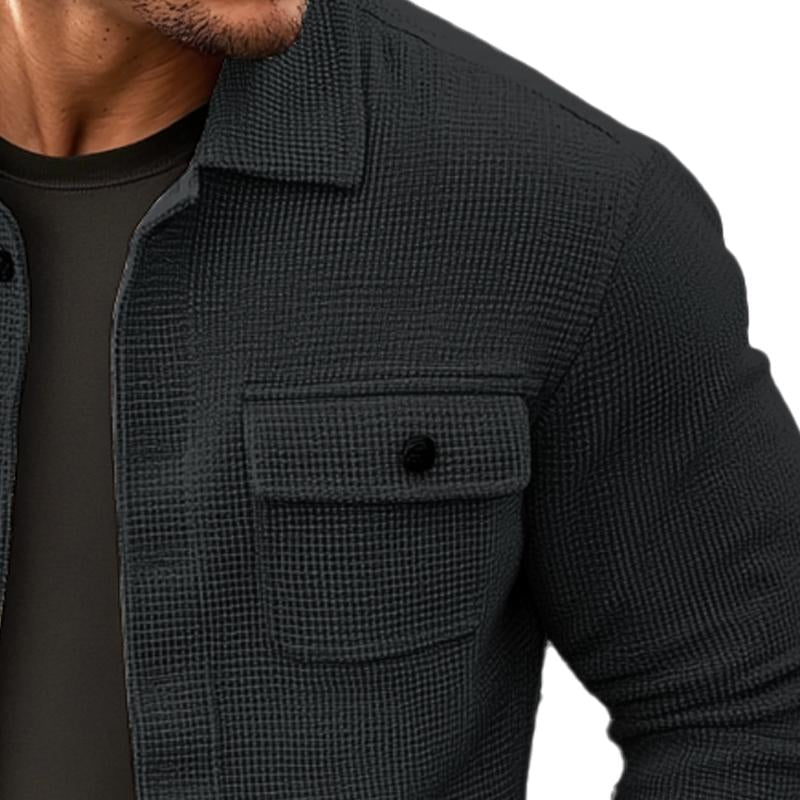 Men's Vine Waffle Solid Lapel Jacket