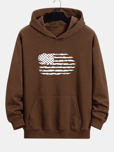 Alonso | American Flag Print Relax Fit Hoodie