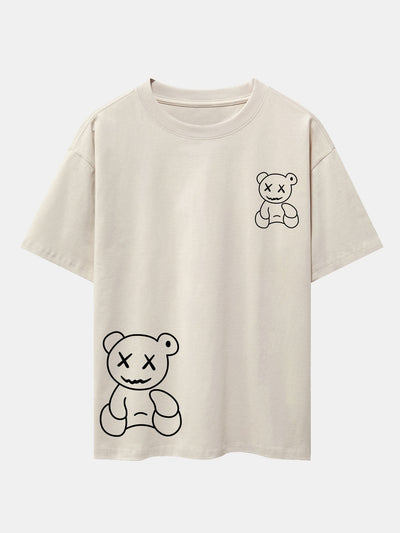 Adolfo® | Bear line Print Drop Shoulder Oversize T-Shirt