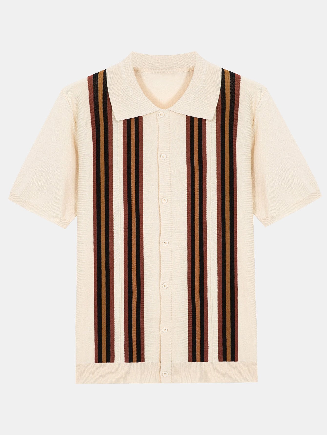 Jasper | Short Sleeve Striped Button Up Sweater Polo