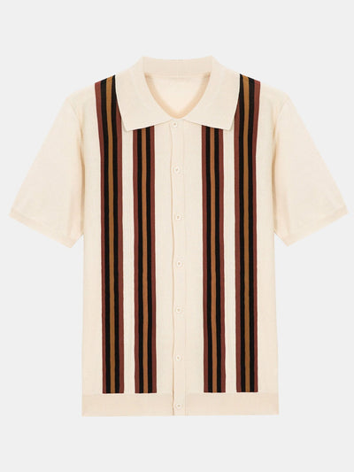 Jasper | Short Sleeve Striped Button Up Sweater Polo