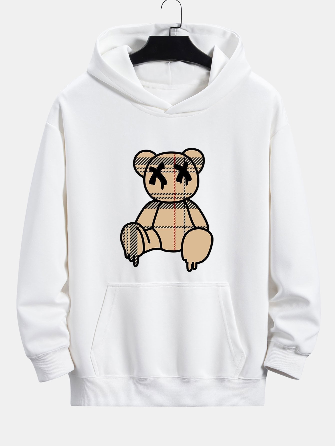 Marcus | Plaid Dissolving Bear Print Relax Fit Hoodie