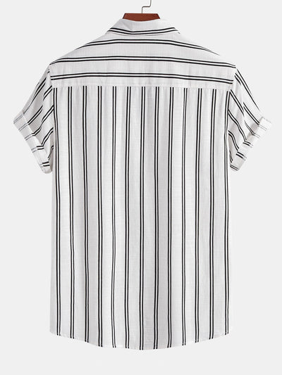 Xavier® | Linen Look Striped Button Up Shirt