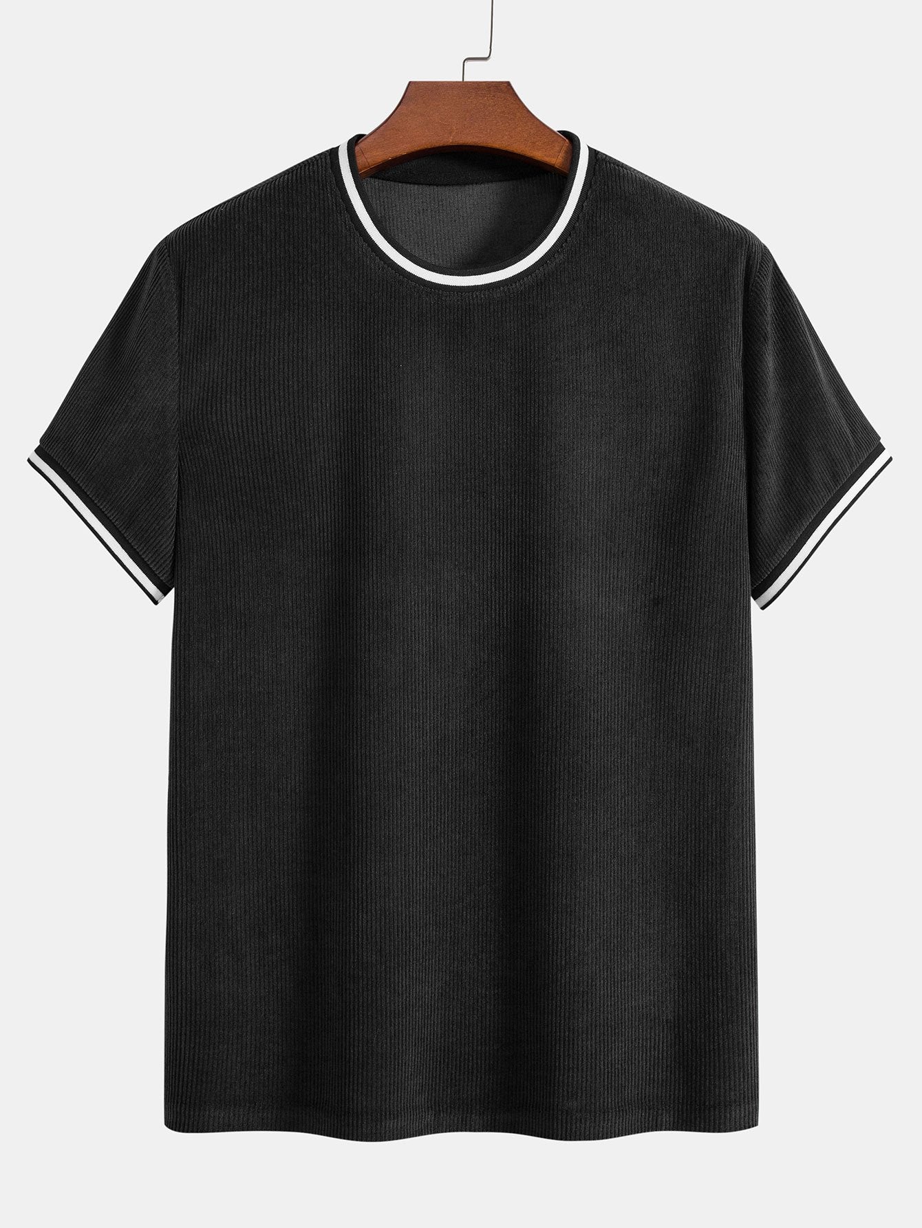 Pompeyo® | Short Sleeve Stretch Corduroy Ringer T-Shirt & Corduroy Shorts