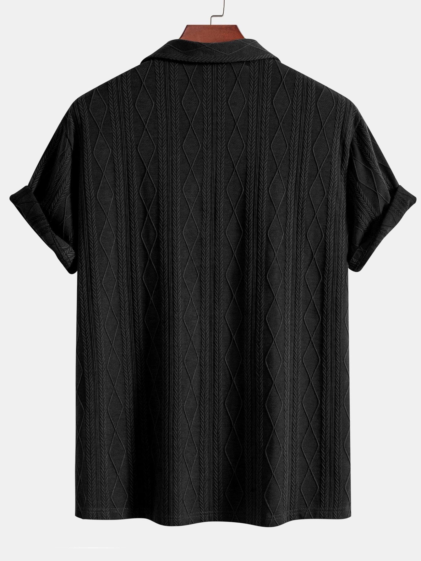 Duane® | Knitted Geometric Rhombus Jacquard Cuban Shirt
