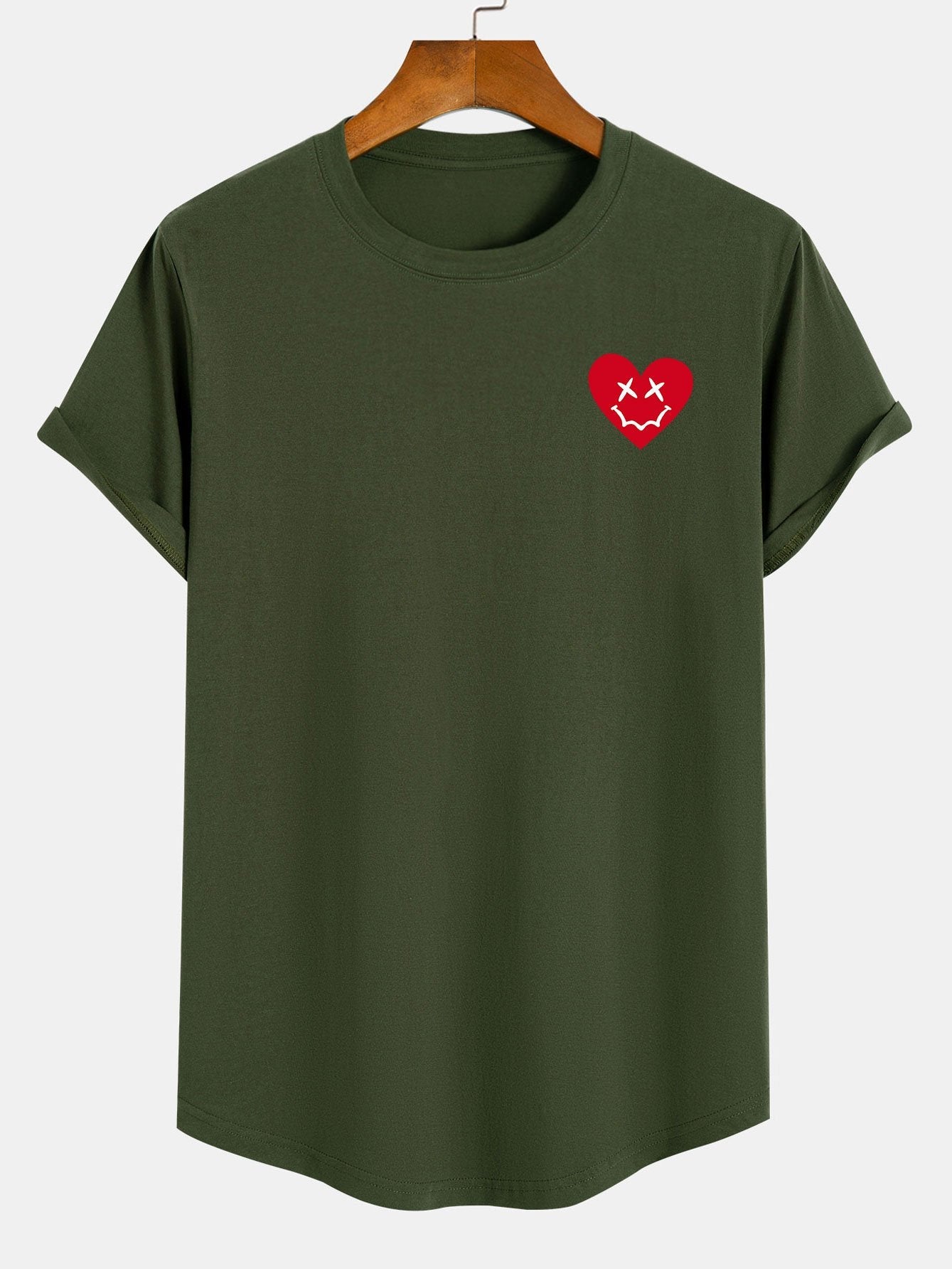 Peter® | Heart Smiley Face Print Cotton Arc Hem T-Shirt