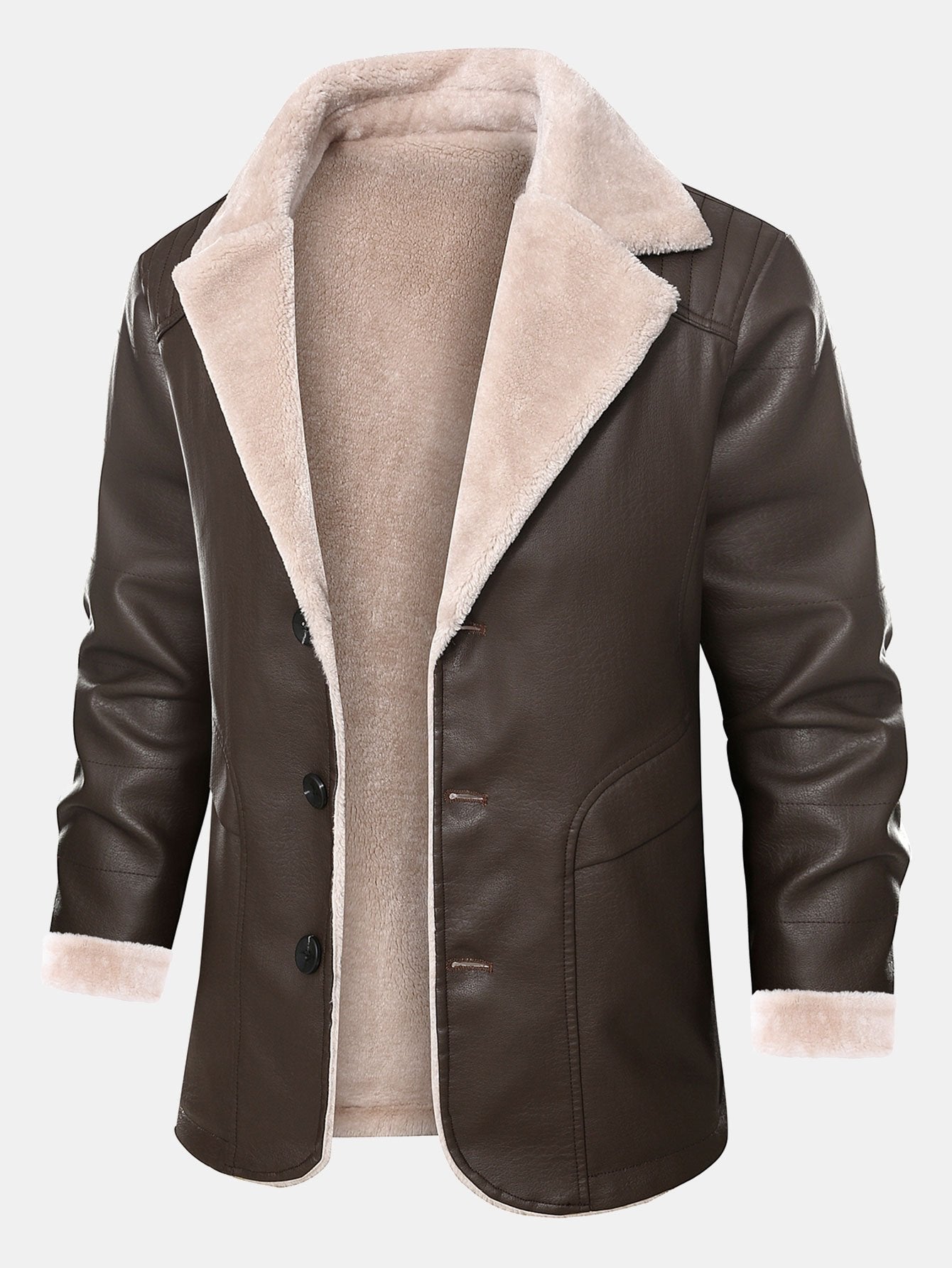 Alfonso | Faux Fur Lined PU Leather Blazer