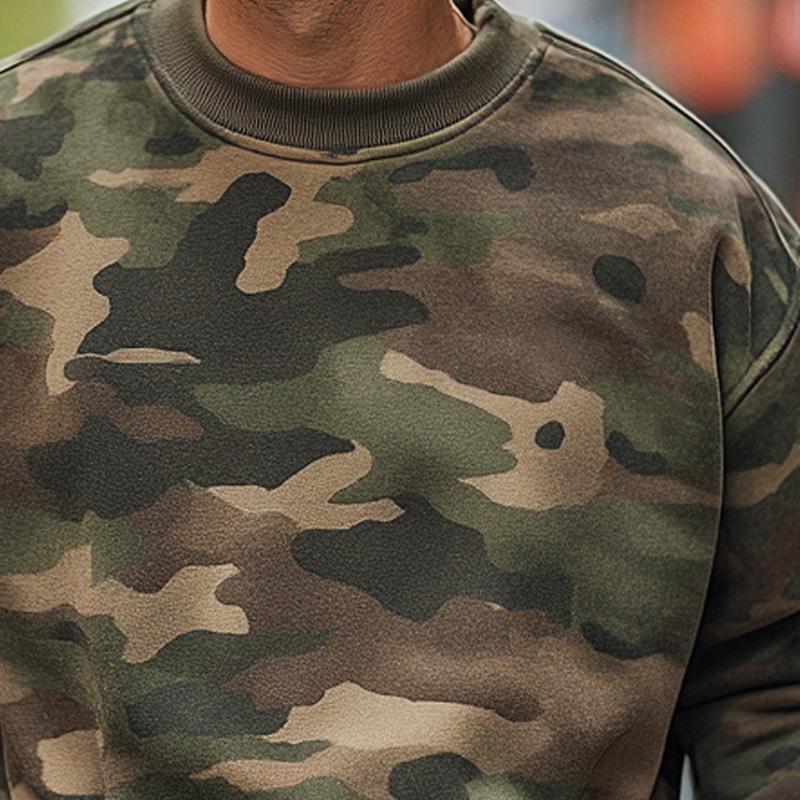 Men's Camoflage Print Crew Neck Sweatshirt