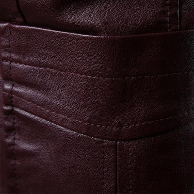 Men's Vintage Lapel Two Button Single Breasted Slim Fit PU Blazer