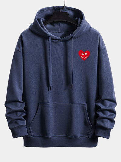Vernon | Heart Shaped Smiley Face Print Relax Fit Hoodie