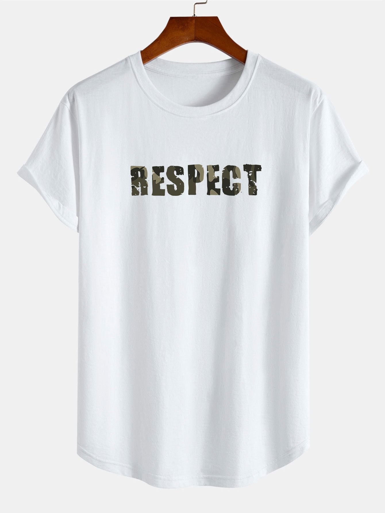 David® | Camouflage Respect Print Cotton Arc Hem T-Shirt