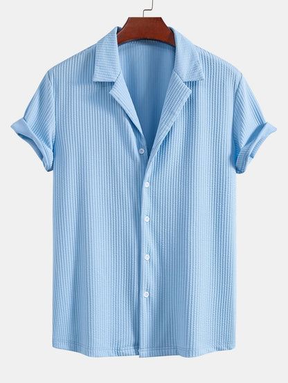 Arnaldo® | Muscle Fit Ribbed Deep Cuban Shirt & Drawstring Ribbed Shorts