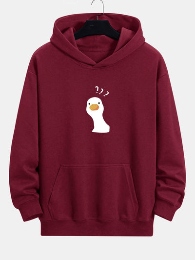 Paul | Question Mark Doubtful Duck Print Relax Fit Hoodie