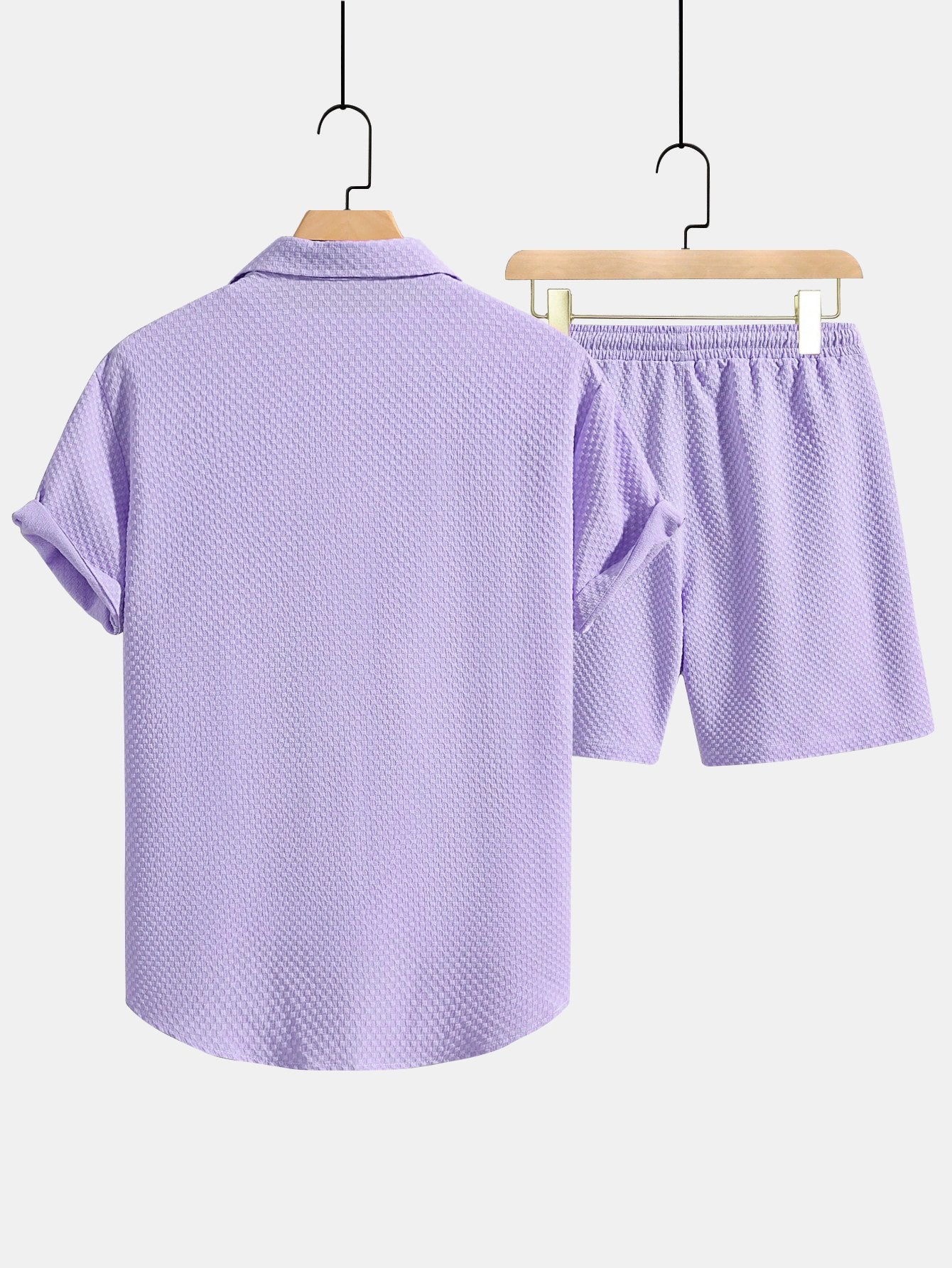 Jerry® | Checkerboard Texture Button Up Shirt & Drawstring Shorts