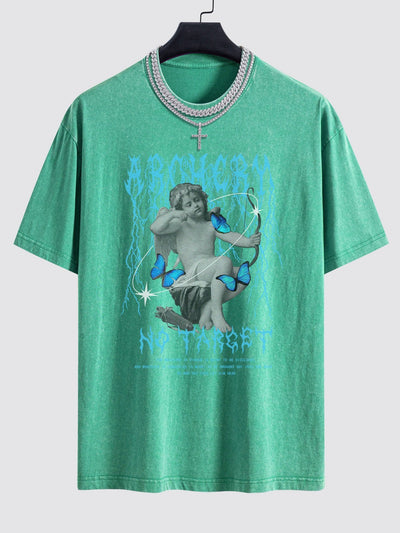 Isaac® | Character Slogan Print Washed Drop Shoulder Oversize T-Shirt