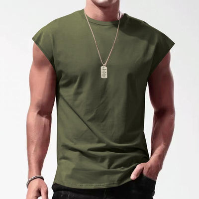 Men's Solid Loose Sleeveless  Sports T-shirt